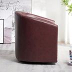 29 Wide Tufted PU Leather Swivel Barrel Chair