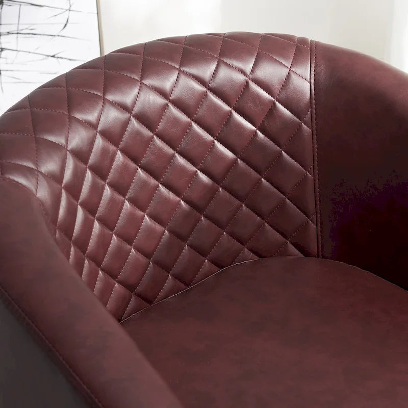 29 Wide Tufted PU Leather Swivel Barrel Chair