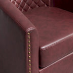 29 Wide Tufted PU Leather Swivel Barrel Chair