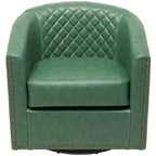 29 Wide Tufted PU Leather Swivel Barrel Chair
