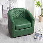 29 Wide Tufted PU Leather Swivel Barrel Chair