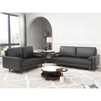 2 Piece Mid-Century Square Arm Leather Sofa Living Room Set - Sofa Width:70 &Loveseat Width:58