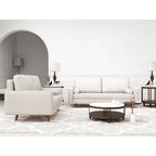 2 Piece Mid-Century Square Arm Leather Sofa Living Room Set - Sofa Width:70 &Loveseat Width:58