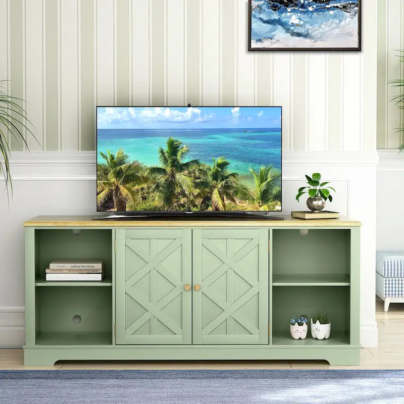 70-inch Extra-Wide Rustic TV Stand for 80 TVs - Natural Wood Finish