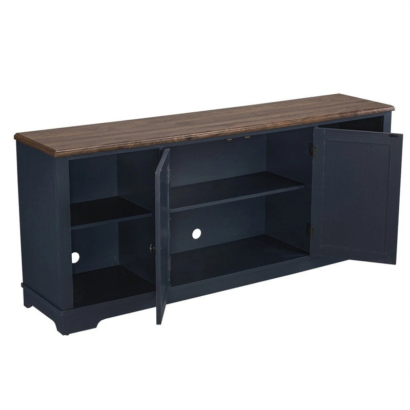 70-inch Extra-Wide Rustic TV Stand for 80 TVs - Natural Wood Finish