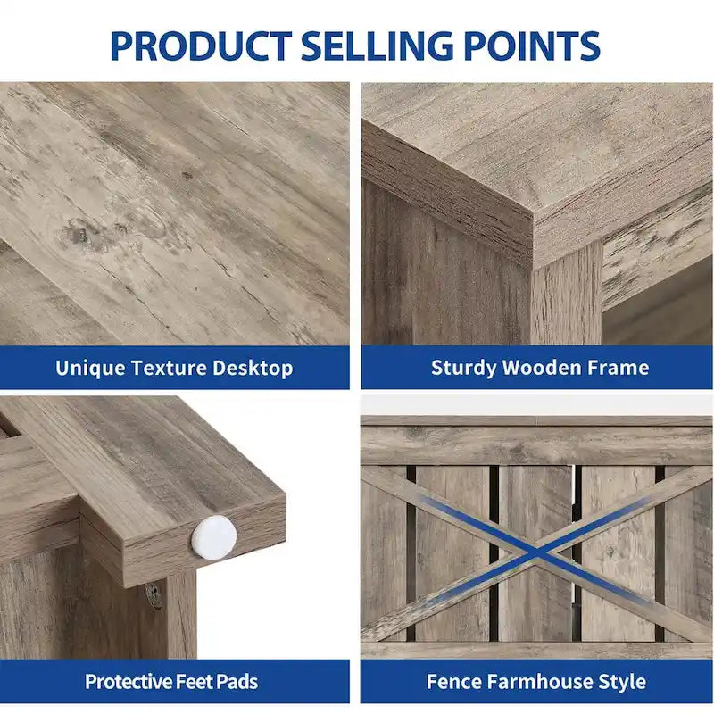 Farmhouse Coffee Table with Storage for Living Room Square Center Table