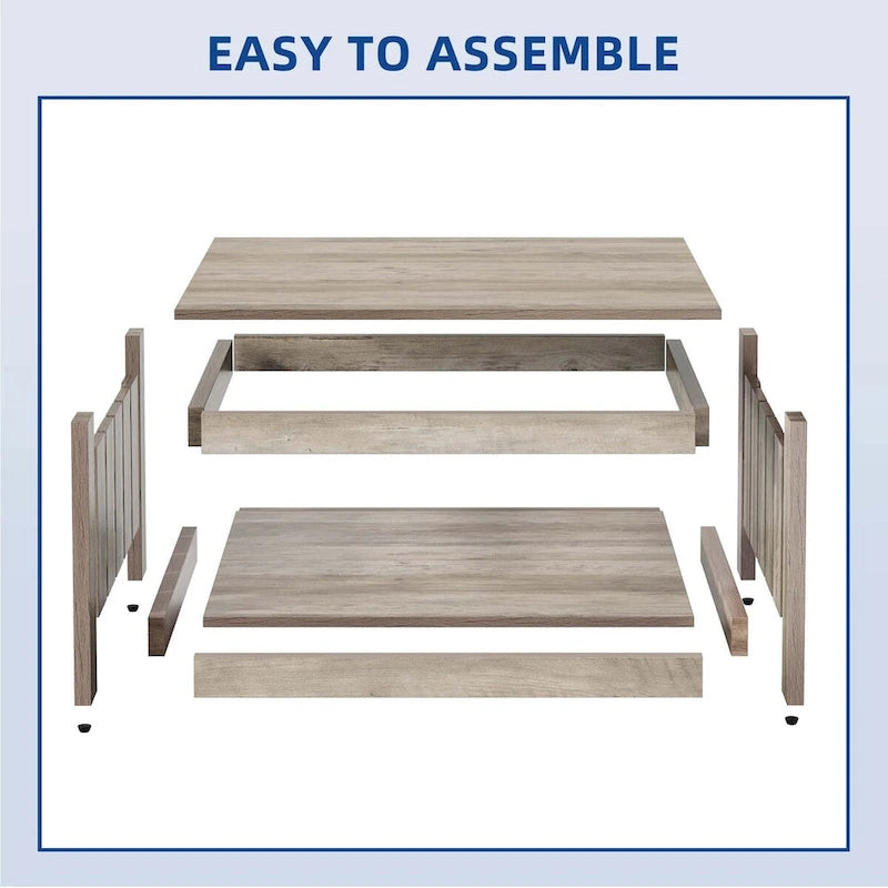 Farmhouse Coffee Table with Storage for Living Room Square Center Table