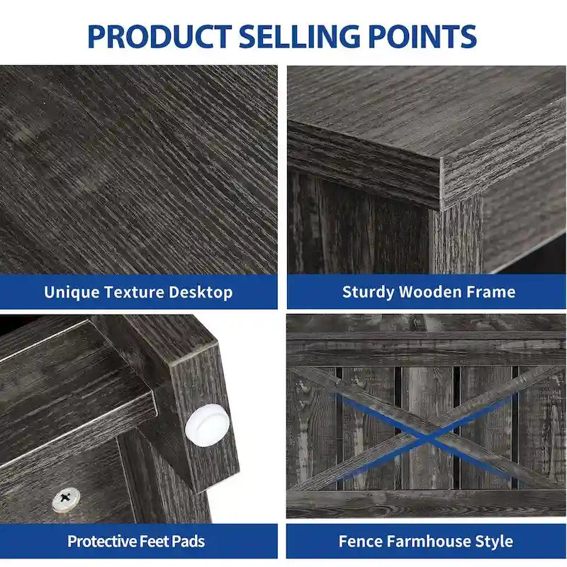 Farmhouse Coffee Table with Storage for Living Room Square Center Table