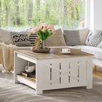 Farmhouse Coffee Table with Storage for Living Room Square Center Table