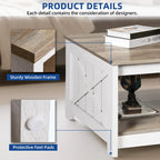 Farmhouse Coffee Table with Storage for Living Room Square Center Table