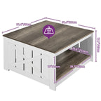 Farmhouse Coffee Table with Storage for Living Room Square Center Table