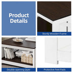 Farmhouse Coffee Table with Storage for Living Room Square Center Table