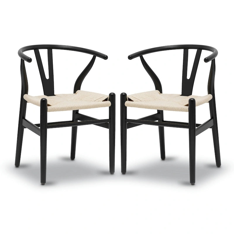 Poly & Bark Weave Chairs - Solid Wood Frame (Set of 2)