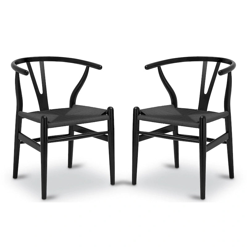 Poly & Bark Weave Chairs - Solid Wood Frame (Set of 2)