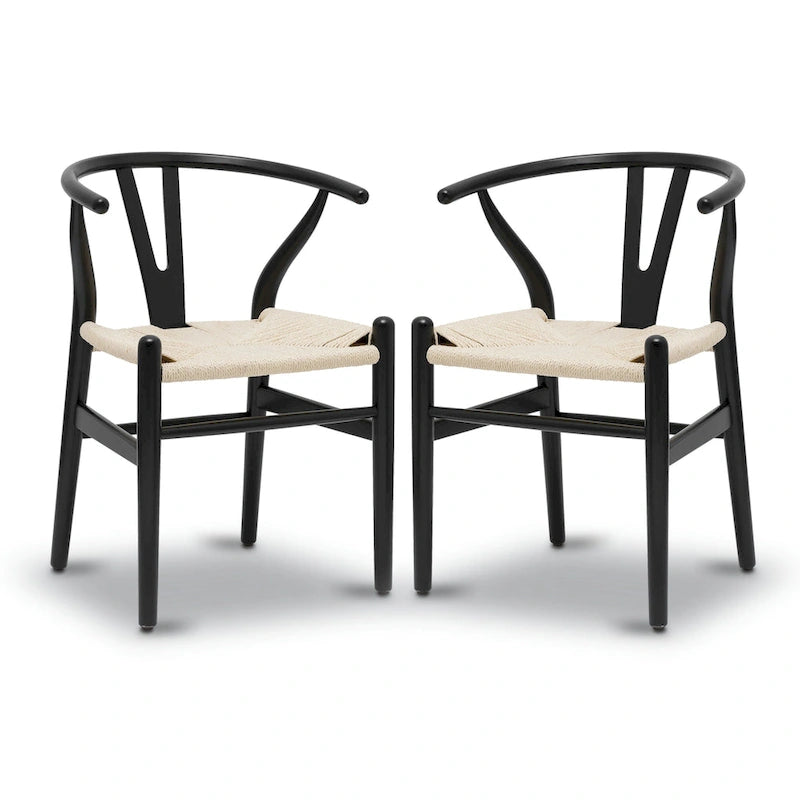 Poly & Bark Weave Chairs - Solid Wood Frame (Set of 2)