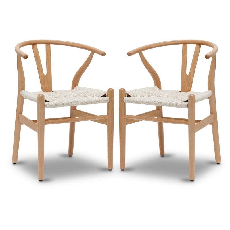 Poly & Bark Weave Chairs - Solid Wood Frame (Set of 2)