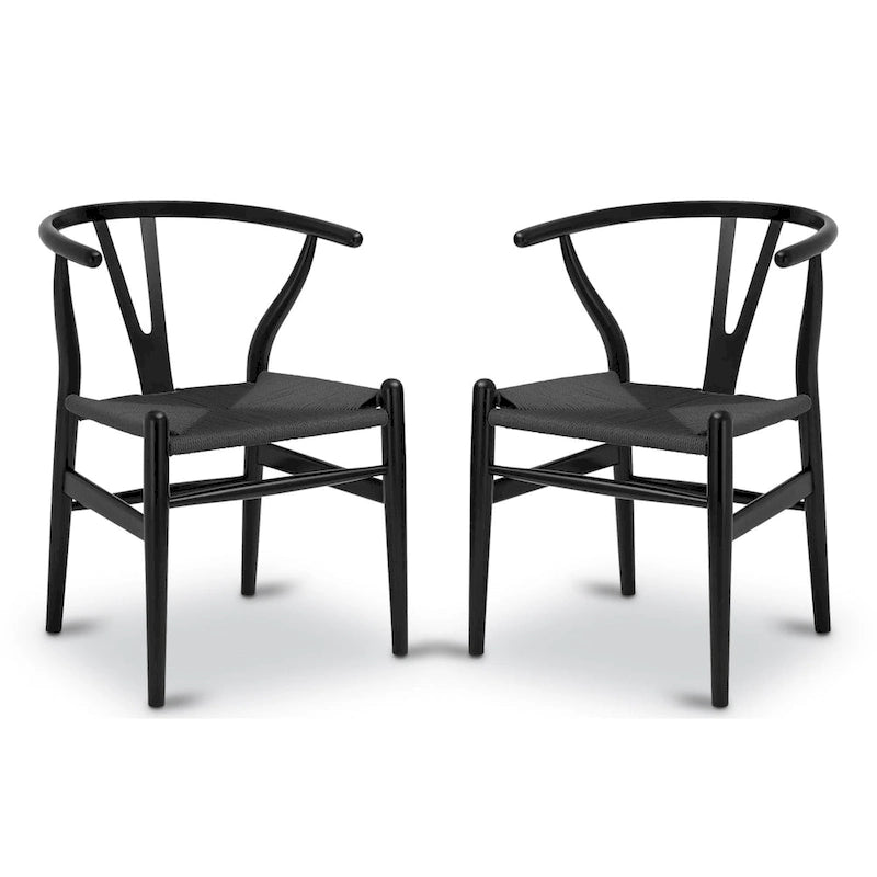 Poly & Bark Weave Chairs - Solid Wood Frame (Set of 2)