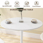 Mid-Century Modern Round Kitchen or Dining Table with Premium MDF Top and Steel Pedestal Base for Dining Room