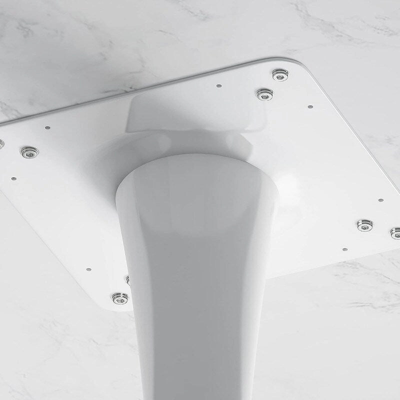 Mid-Century Modern Round Kitchen or Dining Table with Premium MDF Top and Steel Pedestal Base for Dining Room