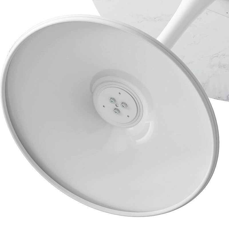 Mid-Century Modern Round Kitchen or Dining Table with Premium MDF Top and Steel Pedestal Base for Dining Room