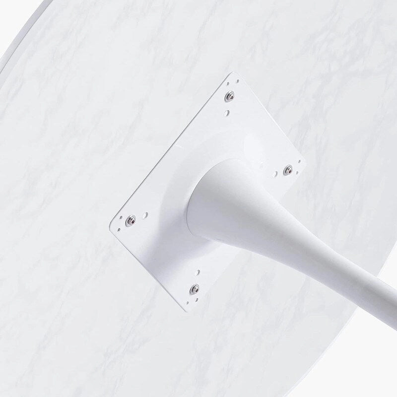 Mid-Century Modern Round Kitchen or Dining Table with Premium MDF Top and Steel Pedestal Base for Dining Room