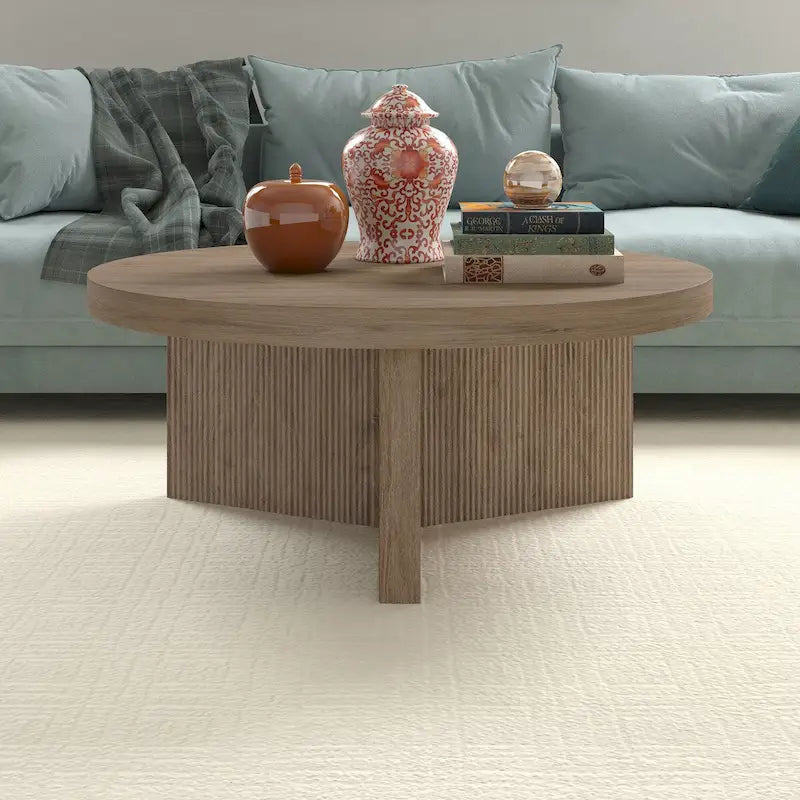 Natural Wood 36" Round Coffee Table