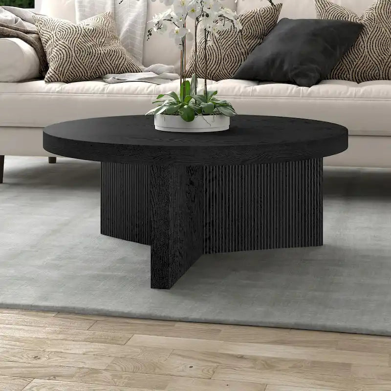 Natural Wood 36" Round Coffee Table