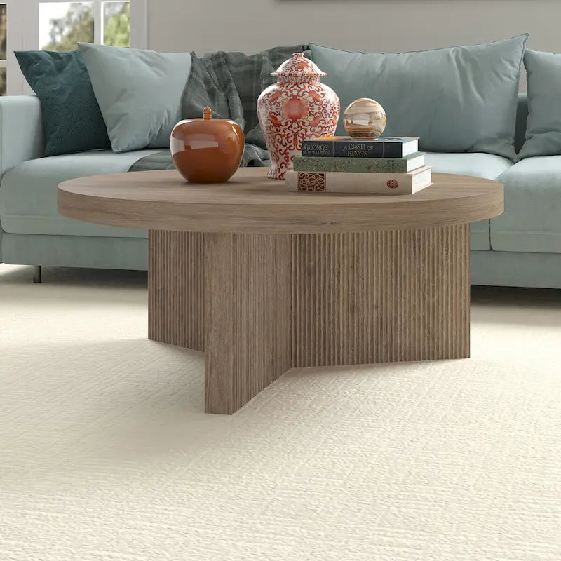 Natural Wood 36" Round Coffee Table