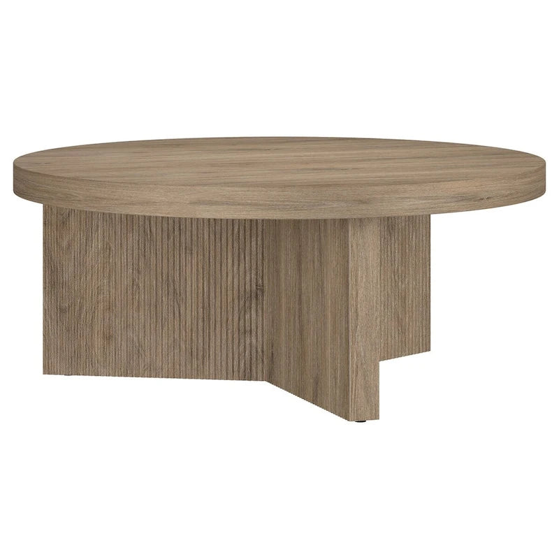 Natural Wood 36" Round Coffee Table