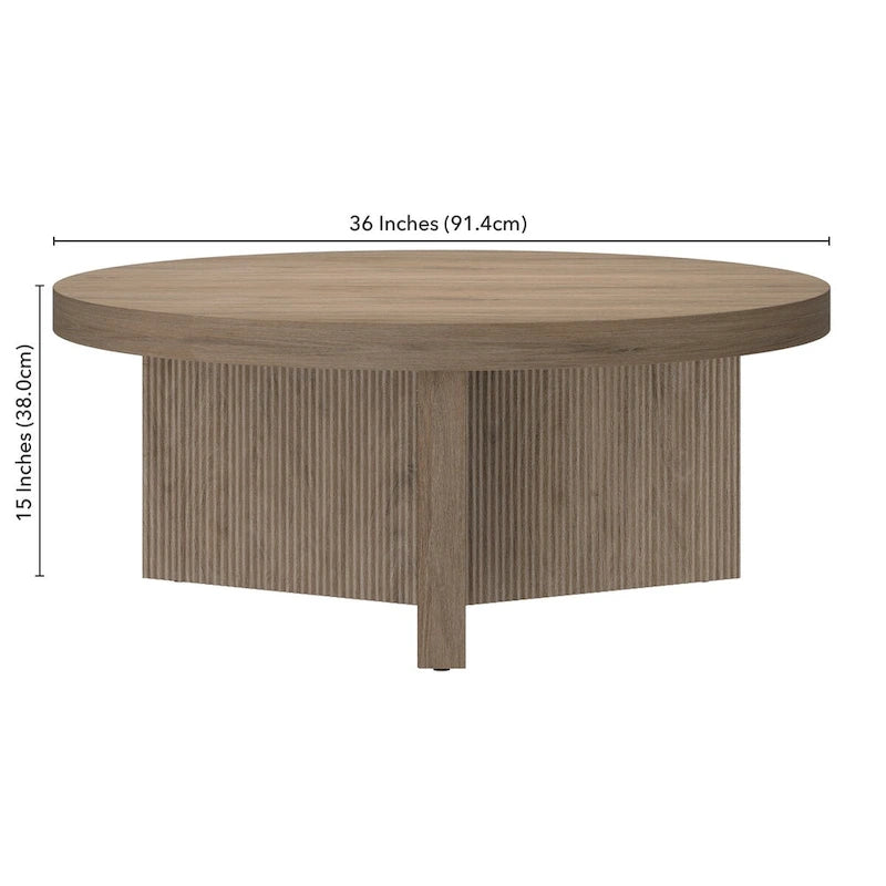 Natural Wood 36" Round Coffee Table