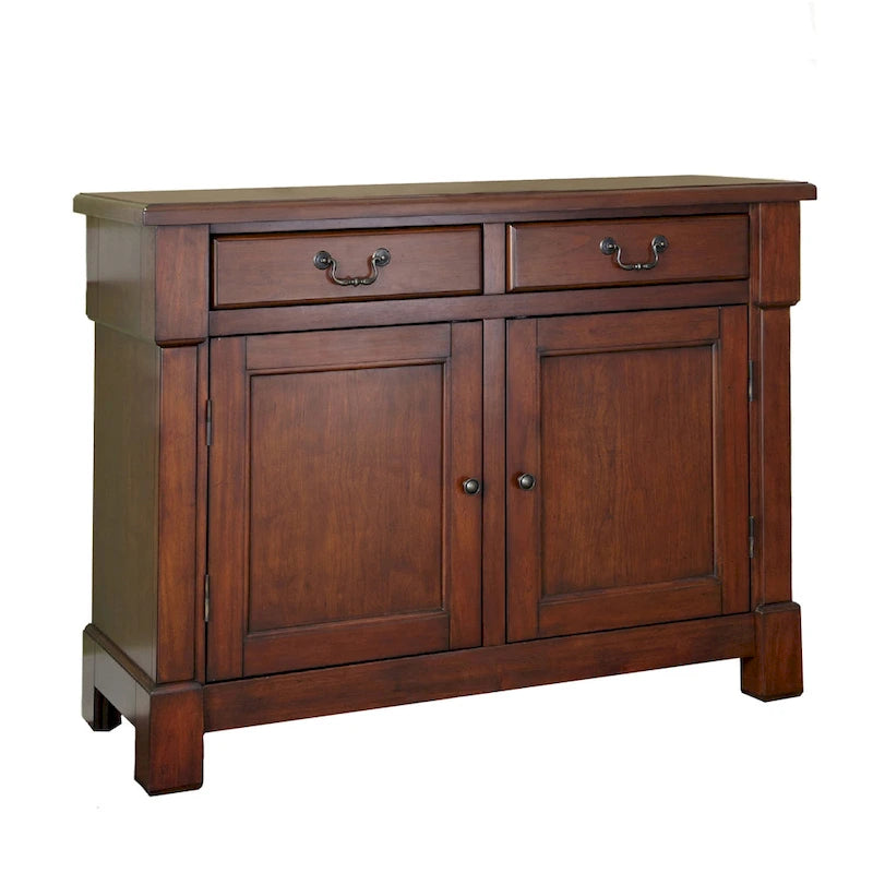 Rustic Cherry Wood Buffet Cabinet with Storage Drawers