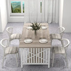 70-Inch Large Kitchen Dining Table for 6-8 People, Farmhouse Industrial Kitchen Table with Storage Shelf