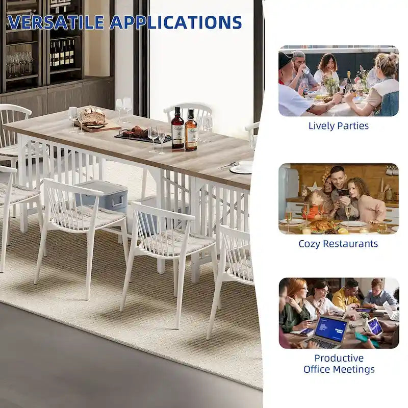 70-Inch Large Kitchen Dining Table for 6-8 People, Farmhouse Industrial Kitchen Table with Storage Shelf