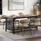 70-Inch Large Kitchen Dining Table for 6-8 People, Farmhouse Industrial Kitchen Table with Storage Shelf