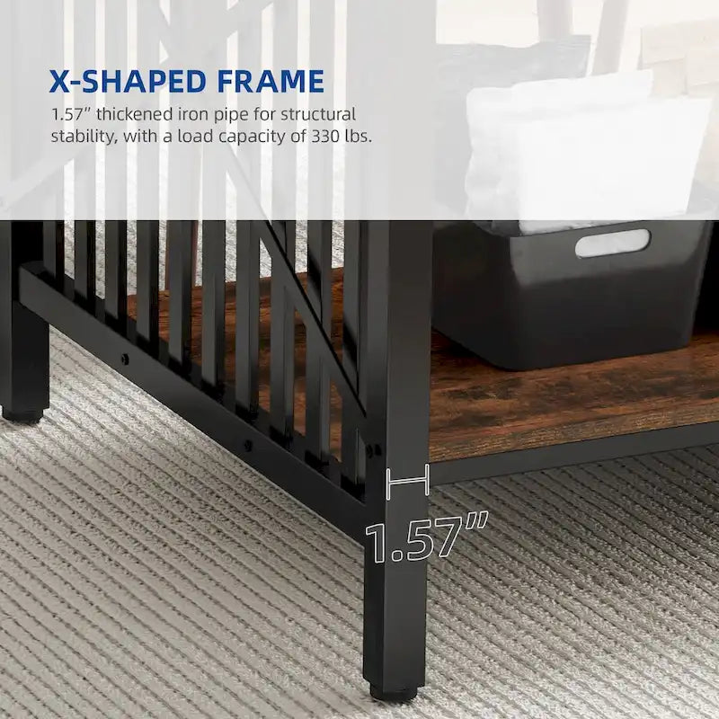 70-Inch Large Kitchen Dining Table for 6-8 People, Farmhouse Industrial Kitchen Table with Storage Shelf