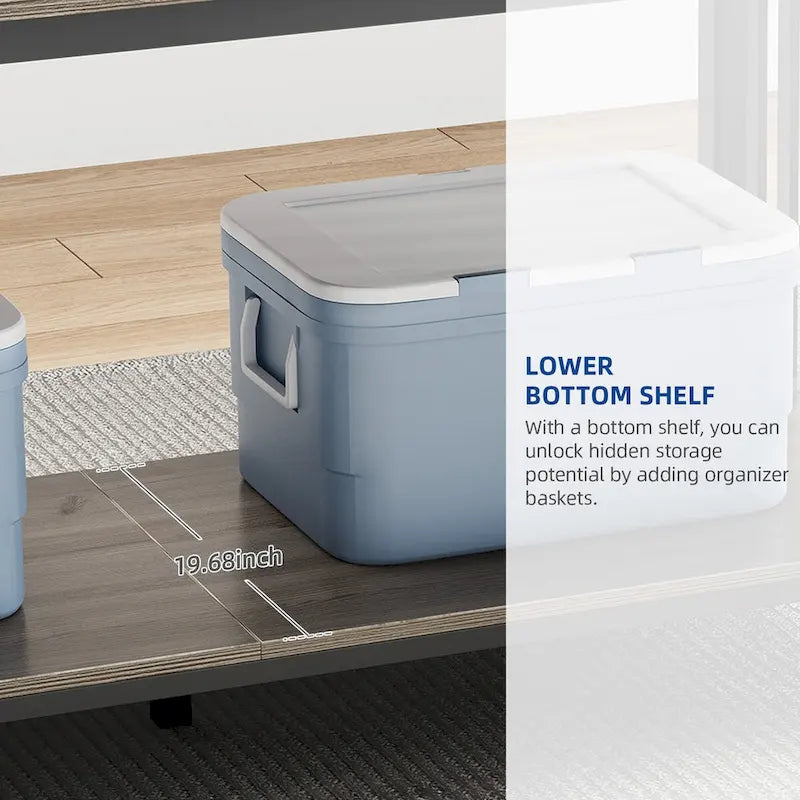 70-Inch Large Kitchen Dining Table for 6-8 People, Farmhouse Industrial Kitchen Table with Storage Shelf